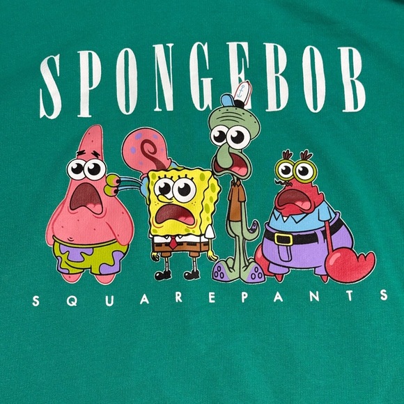 Nickelodeon Sponge Bob Hoodie Womens Medium(7-9) Green Sweatshirt - Picture 3 of 3